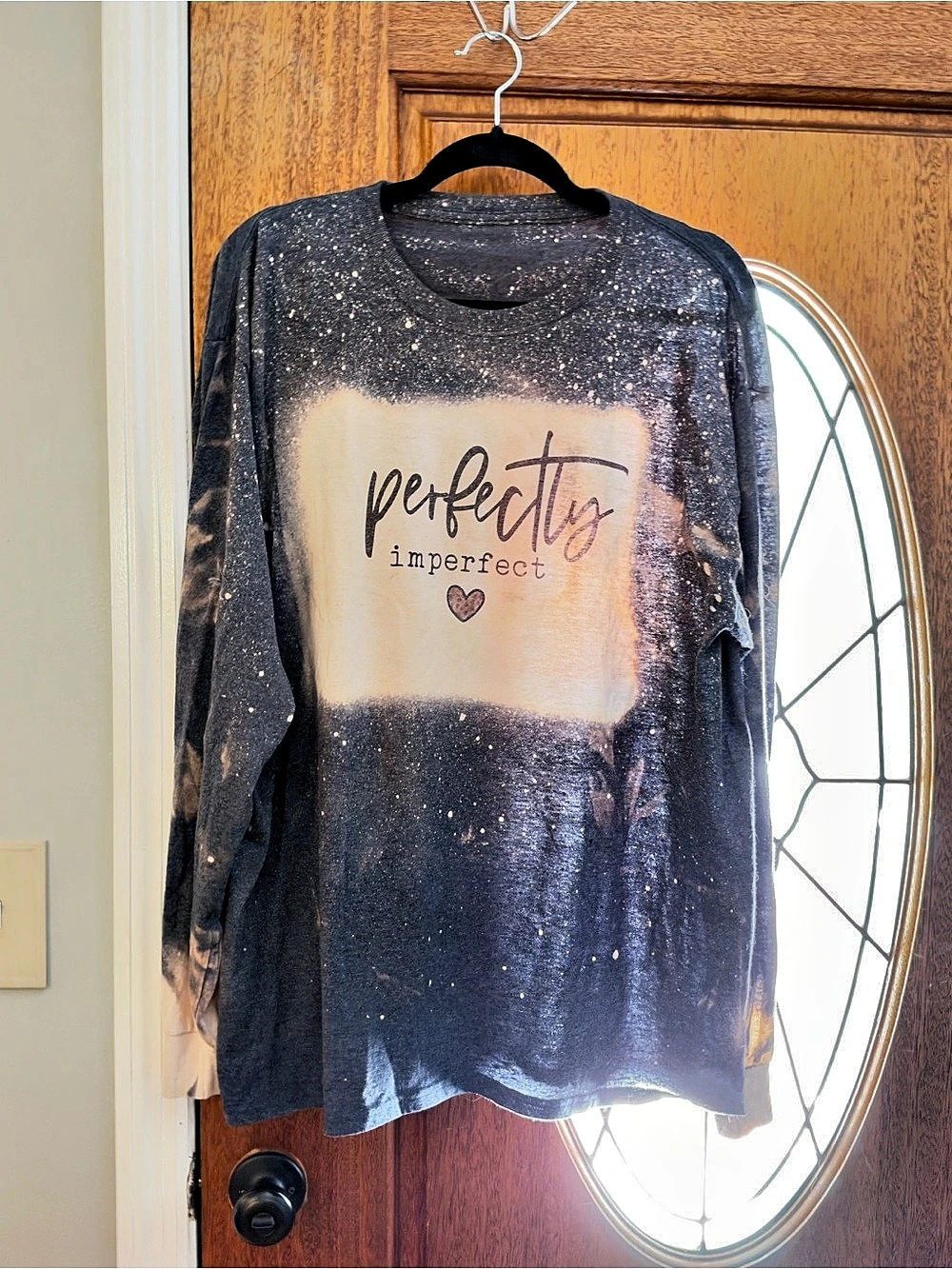 Graphic Long Sleeve Top in Black & Pink Like New